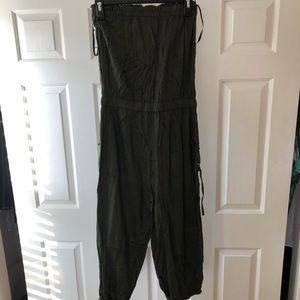 Navy green strapless jumpsuit